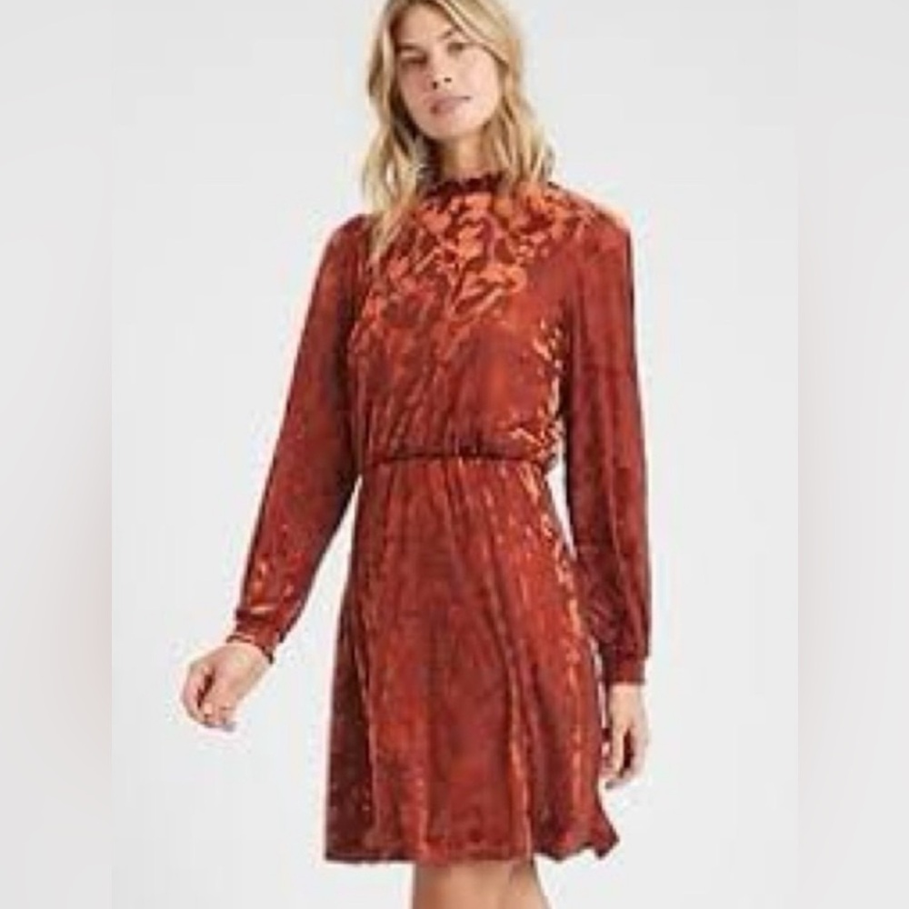 Banana Republic Factory burnt orange velvet dress
